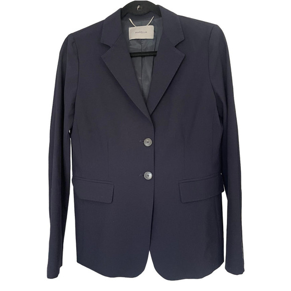MARELLA Women's Navy Blazer 02 Buttons Jacket Size 8 - Picture 1 of 11